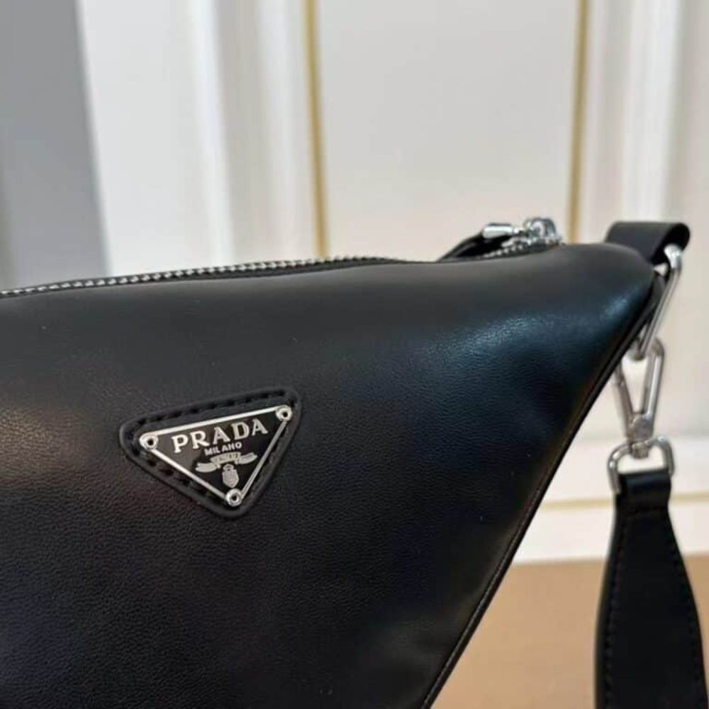 Prada Triangle Shoulder Bag Black 10.6 Inches