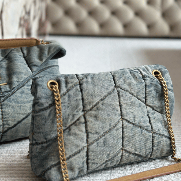 Saint Laurent Loulou Puffer Bag Denim 11.4 Inches