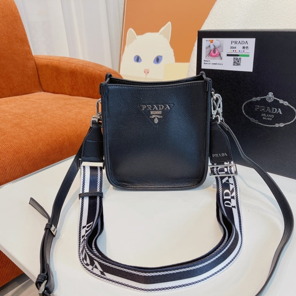 Prada Leather Mini Shoulder Bag Black 7.9 Inches 1Bh191 2DKV F0002 V 3OO