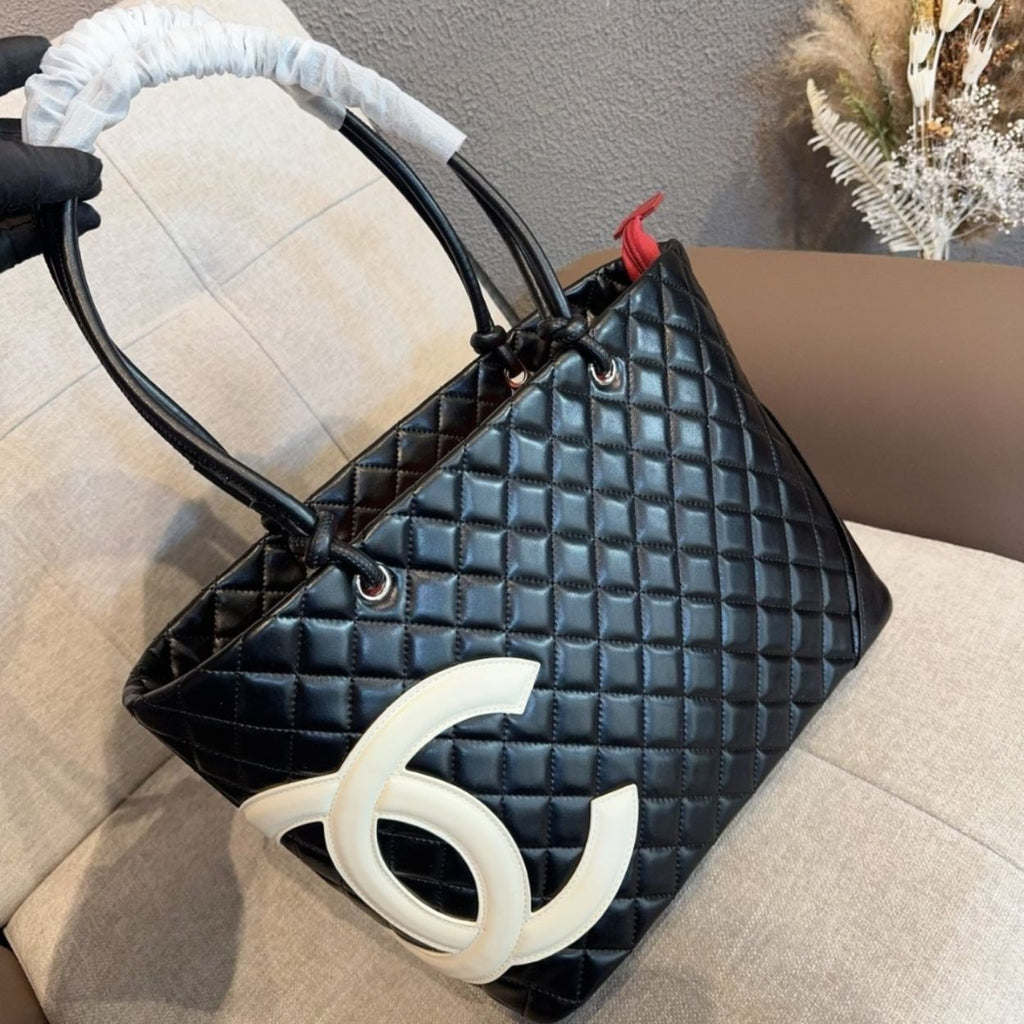 Chanel Cambon Line Medium Tote Bag In Black 11 Inches
