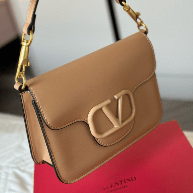 Valentino Vlogo Shoulder Bag Nude 8.7 Inches