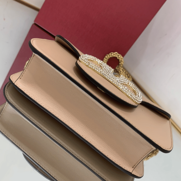 Valentino Locò Small Shoulder Bag Nude 7.8 Inches