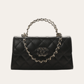 Chanel Flap Bag Top Handle Woc Black 7.5 Inches