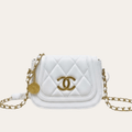 Chanel Coin Charm Flap Bag White 7.9 Inches