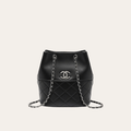 Chanel Drawstring Bucket Bag Black 7.9 Inches