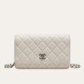 Chanel Flap Bag Woc (Wallet On Chain) Light Beige 7.5 Inches