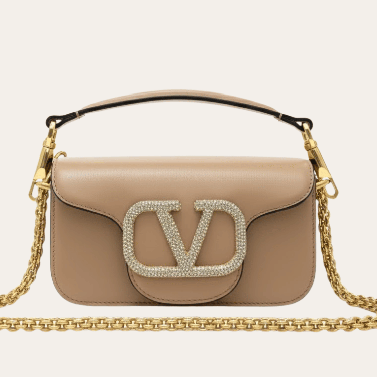 Valentino Locò Small Shoulder Bag Nude 7.8 Inches