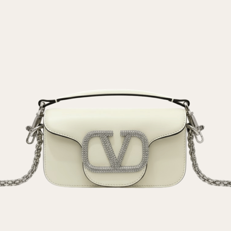 Valentino Locò Small Shoulder Bag White 7.8 Inches
