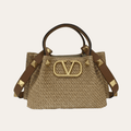 Valentino Vlogo Raffia Tote Bag 9.8 Inches