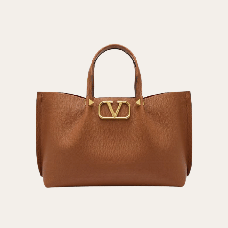 Valentino Vlogo Raffia Tote Bag Brown  9.8 Inches