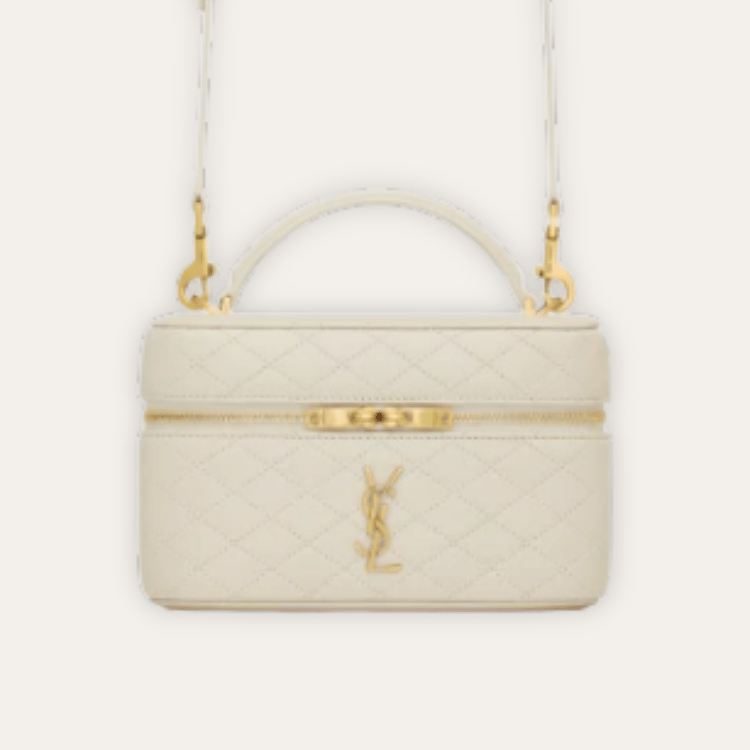 Saint Laurent Quilted Mini Vanity Bag Off White 7.1 Inches 7667311El079207
