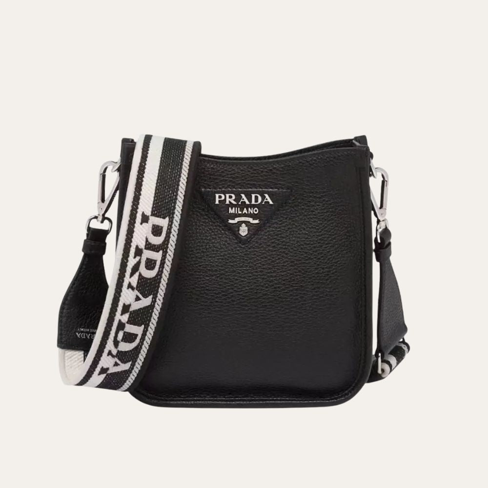 Prada Leather Mini Shoulder Bag Black 7.9 Inches 1Bh191 2DKV F0002 V 3OO