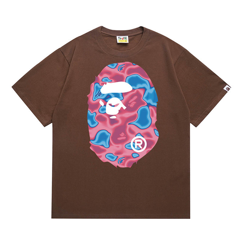 BAPE Liquid Camo Big Ape Head Tee - Brown & Apricot