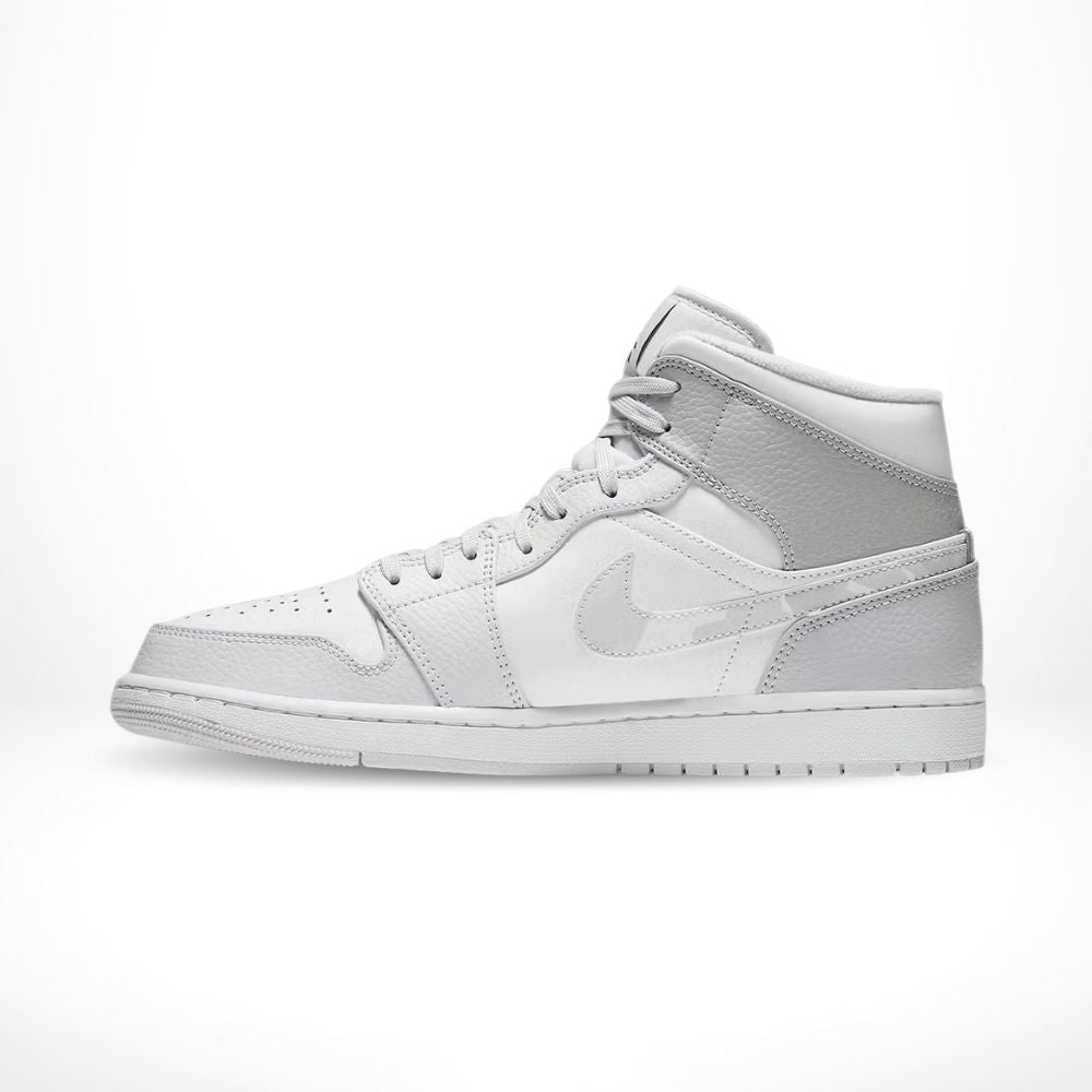 Air Jordan 1 Mid Swoosh Logo Grey Camo White