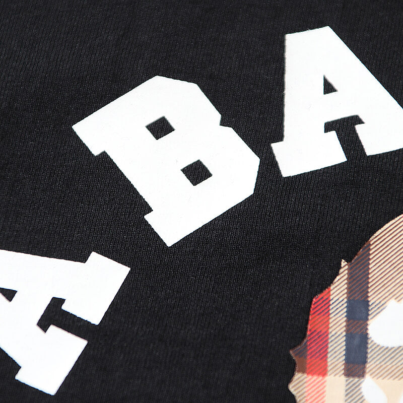 BAPE Plaid Ape Head College Logo Tee