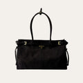 Prada Bonnie Large Suede Handbag Black 15 Inches 1Ba433 2C4S F0308 V Moo