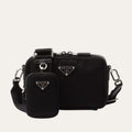Prada Brique Re Nylon And Saffiano Leather Bag Black 7.9 Inches 2Vh070 2Dmh F0002 V Xmp