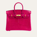 Hermes Birkin 30 Crocodile Gold Toned Hardware Dark Pink 30Cm