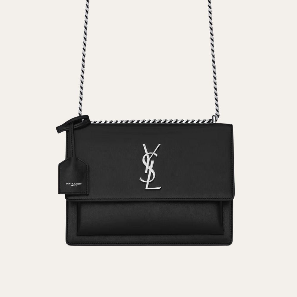 Saint Laurent Sunset Medium In Smooth Leather Black 9.8 Inches