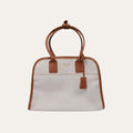 Prada Medium Blend And Leather Tote Bag Tan And Caramel 13 Inches 1BG572 2HJA F0KFZ V OOZ