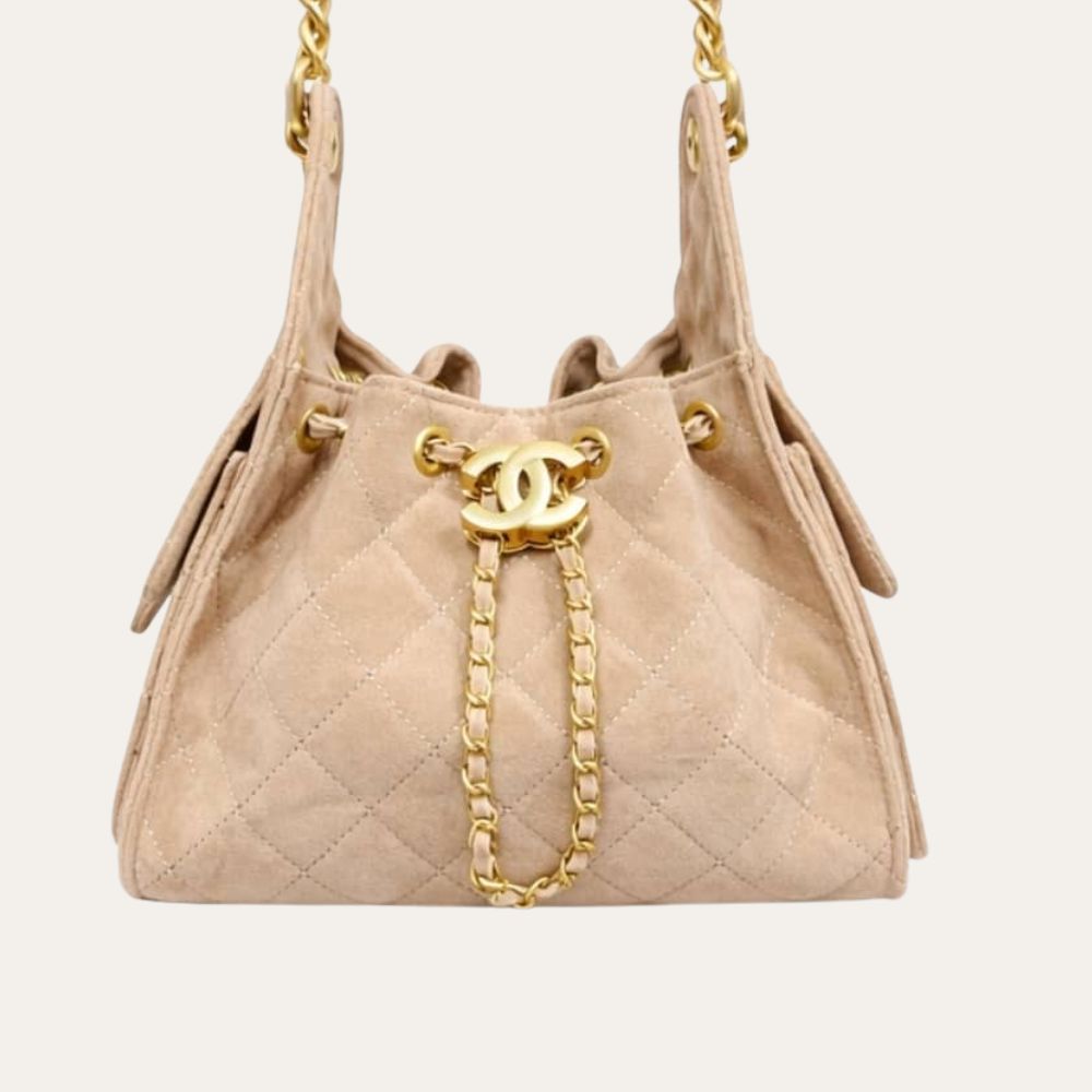 Chanel 25 Small Suede Leather Handbags Light Beige 26Cm