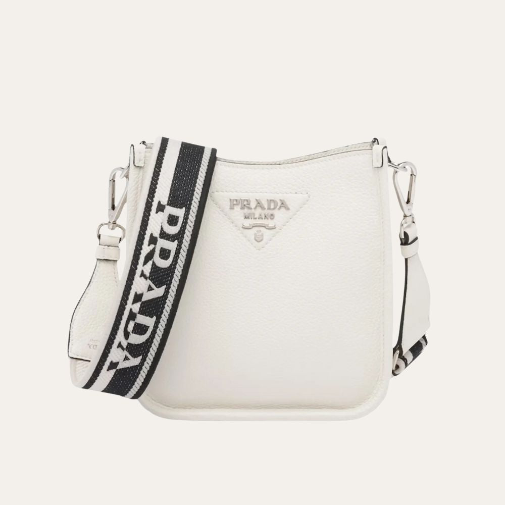 Prada Leather Mini Shoulder Bag White 7.9 Inches 1BH191 2DKV F0009 V 3OO